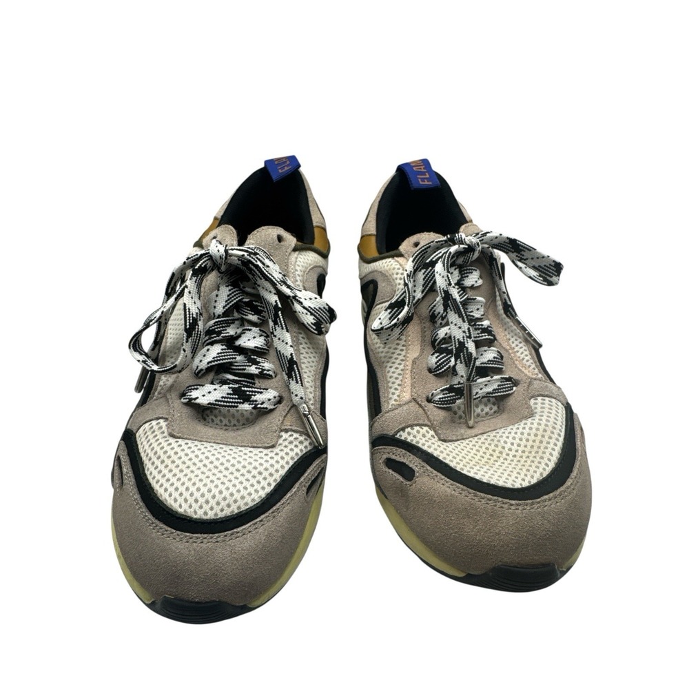 Sandro Paris Flame Trainers‎ Woman's Size 5.5 Leather Low Top Sneakers Tan Black
